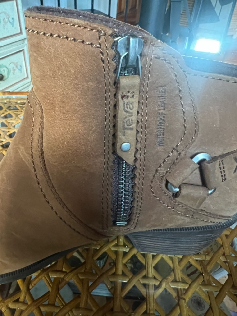 Teva Brown Suede Ankle Booties with Stacked Heel - Picture 3 of 6